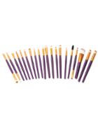 Romwe 20pcs Purple Professional Cosmetic Makeup Brush Set