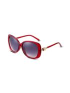 Romwe Red Clear Frame Gold Trim Sunglasses
