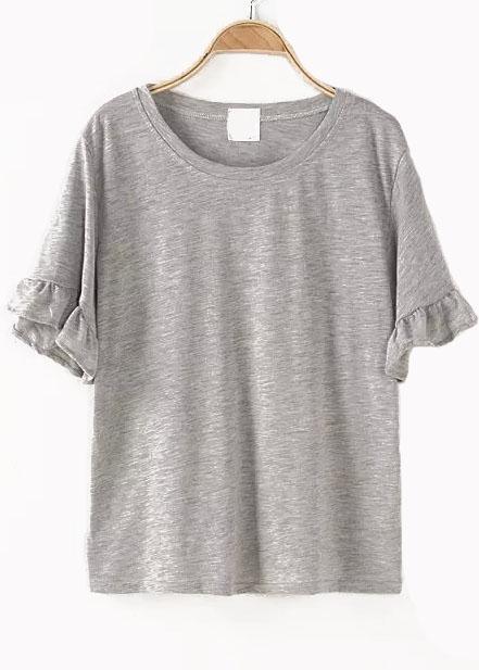 Romwe Butterfly Sleeve Grey T-shirt
