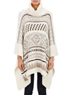 Romwe Turtleneck Geometric Print Oversized Poncho