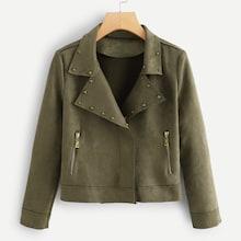 Romwe Zip Detail Solid Crop Jacket