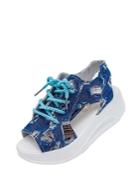 Romwe Lace Up Denim Wedge Sandals
