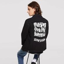 Romwe Men Letter Print Back Denim Jacket