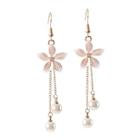 Romwe Faux Pearl & Flower Drop Earrings