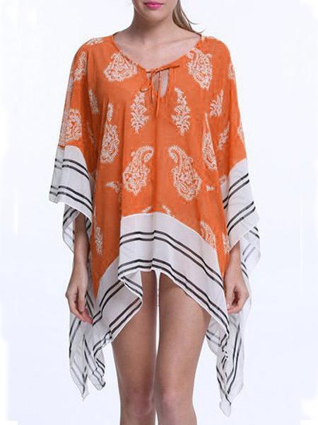 Romwe Keyhole Neck Asymmetric Poncho Blouse