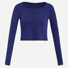 Romwe Contrast Tape Ribbed Crop Tee