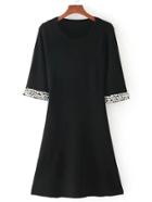 Romwe Faux Pearl Embellished A Line Knit Dress