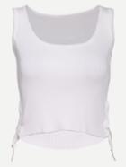 Romwe White Side-tie Ribbed Knit Sleeveless Crop Top