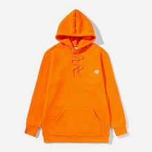 Romwe Men Patched Decoration Hooded Sweatshirt