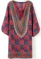 Romwe Baroque Print Shirt Purple Dress