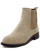 Romwe Beige Round Toe Elastic Boots