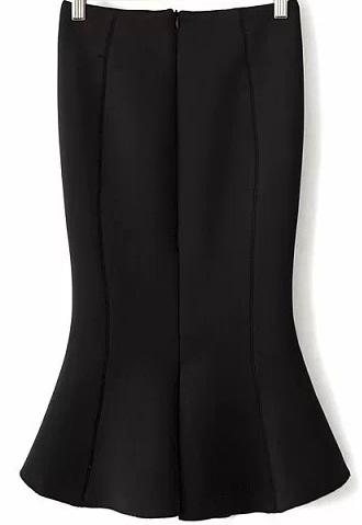 Romwe Black Slim Flouncing Skirt