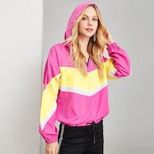 Romwe Cut And Sew Zip Front Hoodie Jacket