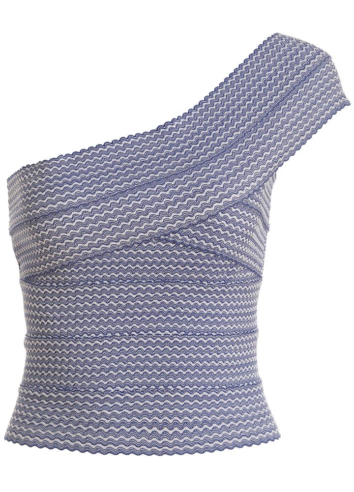Romwe One-shoulder Zigzag Slim Tank Top