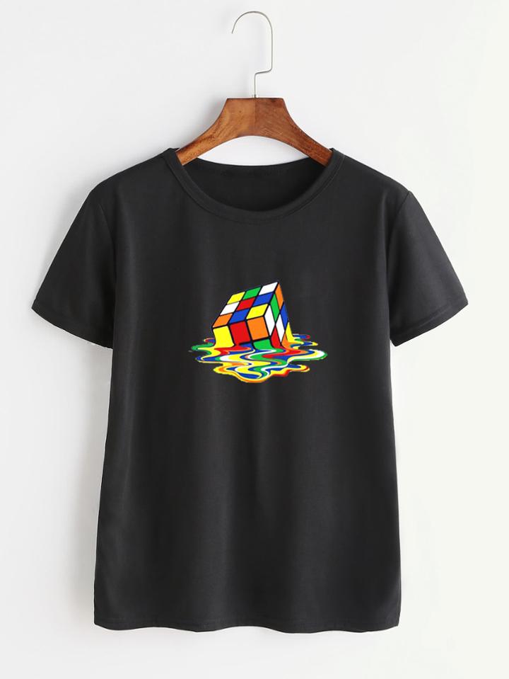 Romwe Cube Print Tee