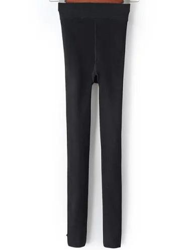Romwe Thicken Elastic Black Leggings