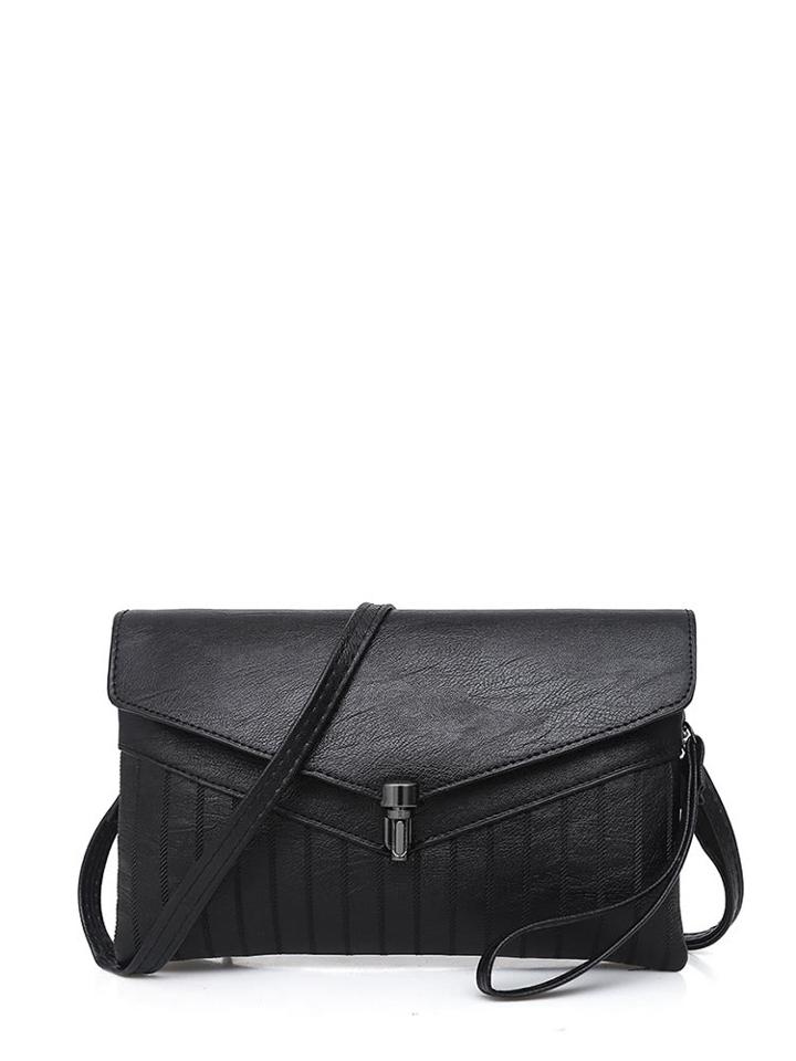 Romwe Buckle Decorated Envelop Shoulder Bag
