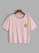 Romwe Pink Sun Smile Print T-shirt