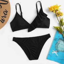 Romwe Ruffle Decor Top Bikini Set