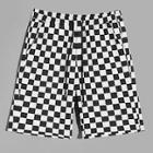Romwe Guys Elastic Waist Pocket Grid Shorts