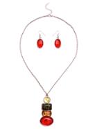 Romwe Silver Tone Colored Gem Pendant Twist Necklace