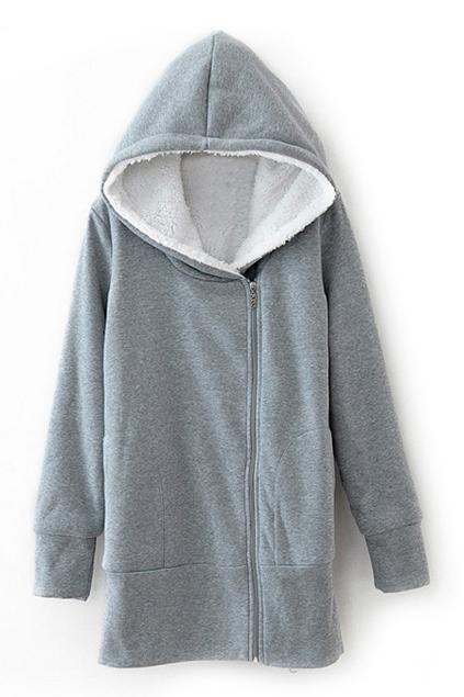 Romwe Hoodies Sheer Grey Sweatshirt