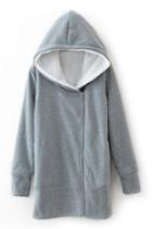 Romwe Hoodies Sheer Grey Sweatshirt