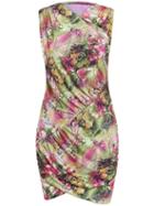 Romwe V Neck Florals Wraped Yellow Dress