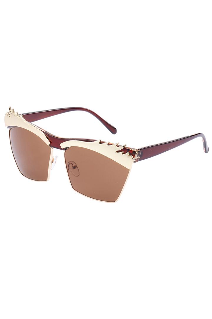 Romwe Romwe Roaring Flame Embellished Square Sunglasses