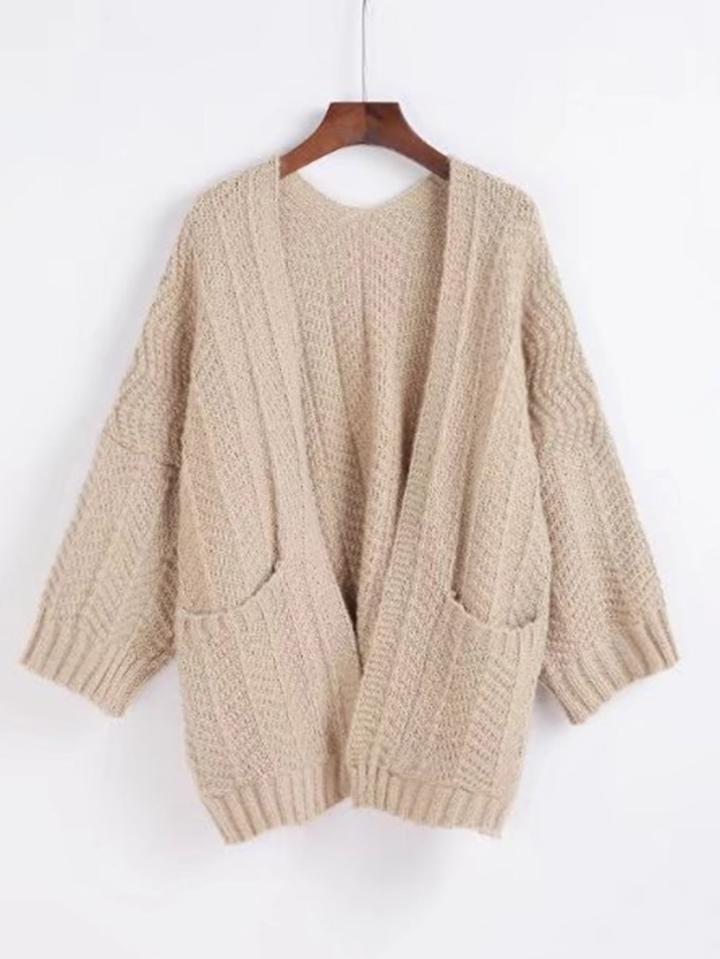 Romwe Open Front Loose Cardigan