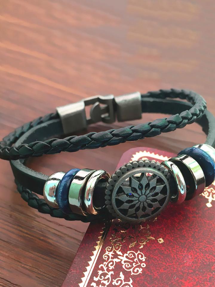 Romwe Hollow Detail Woven Layered Bracelet