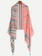 Romwe Random Stripe Scarf With Tassel