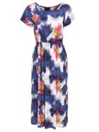 Romwe Short Sleeve Tropicals Print Dress