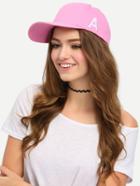 Romwe Letter Embroidered Pink Cap