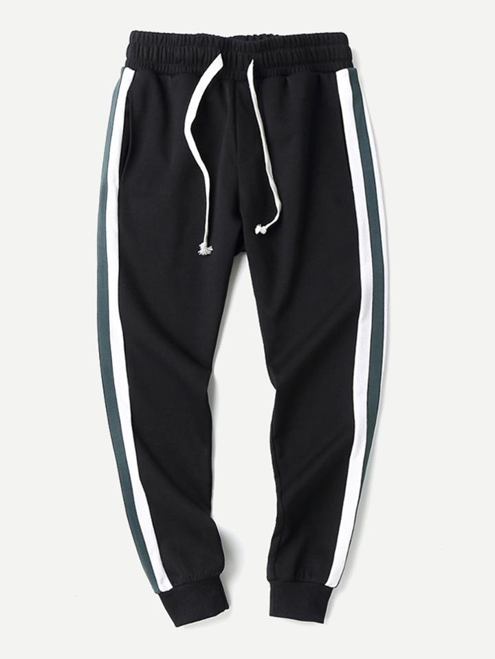 Romwe Men Colorfule Striped Drawstring Pant