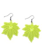 Romwe Fluorescent Color Maple Leaf Earrings