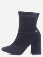 Romwe Black Suede Point Toe High Heel Boots