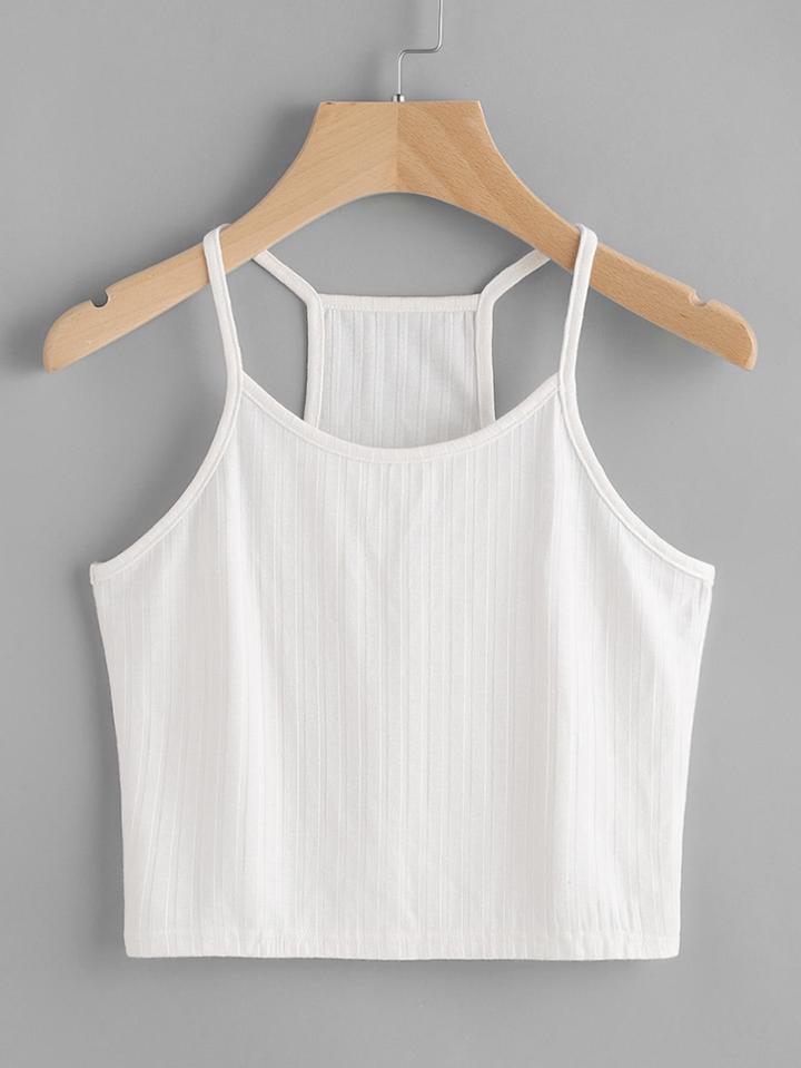 Romwe Ribbed Knit Crop Racer Cami Top