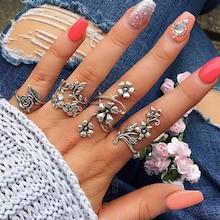 Romwe Spiral Flower Wrap Ring Set 4pcs