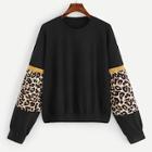 Romwe Contrast Leopard Sweatshirt