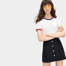 Romwe Pocket Detail Ringer Tee