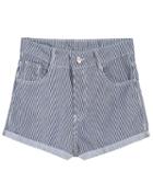 Romwe Striped Flange Denim Shorts