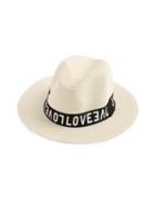 Romwe Slogan Band Straw Fedora Hat