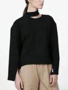 Romwe Black Round Neck With Stand Collar Split Cuff Blouse