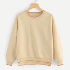 Romwe Asymmetrical Hem Split Sweatshirt