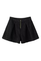 Romwe Zippered Sheer Black Shorts