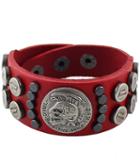 Romwe Decor Leather Red Bracelet
