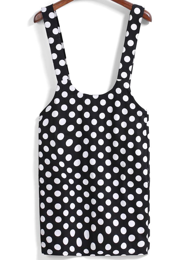 Romwe Straps Polka Dot Dress