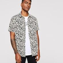 Romwe Guys Curved Hem Leopard Shirt