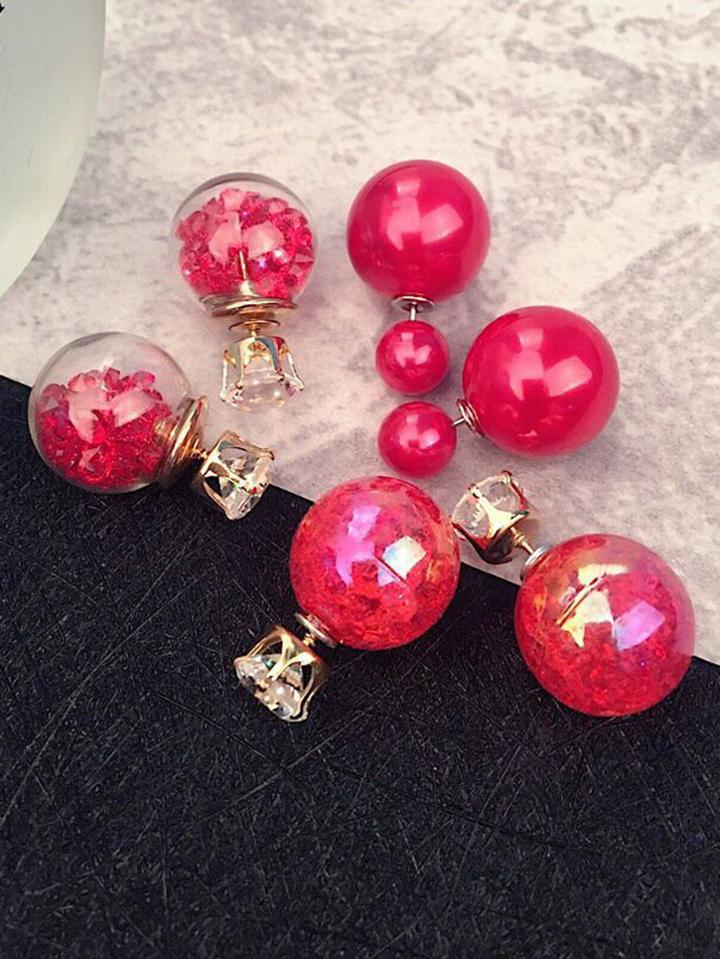 Romwe Double Stud Earrings 3pairs